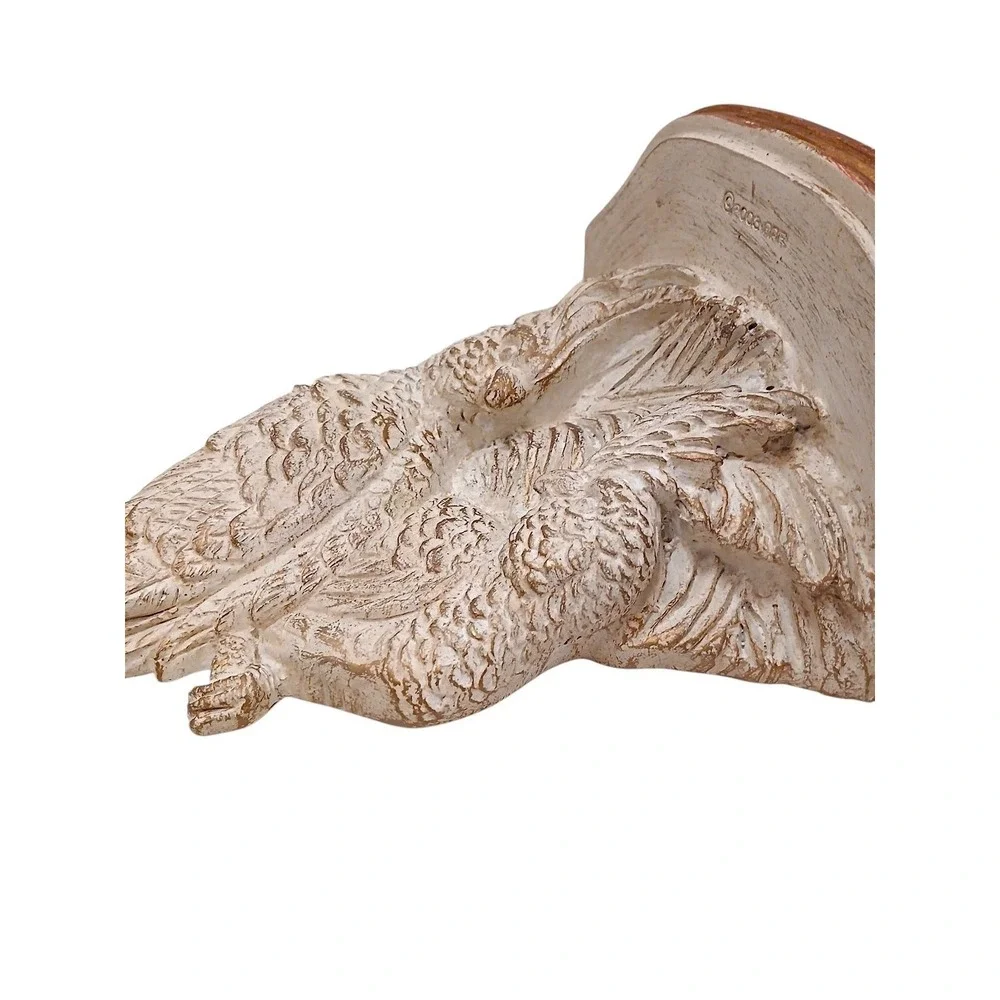 Vintage Palm Beach Carved Wood Tropical Parrot Wall Sconce Display Shelf Regency